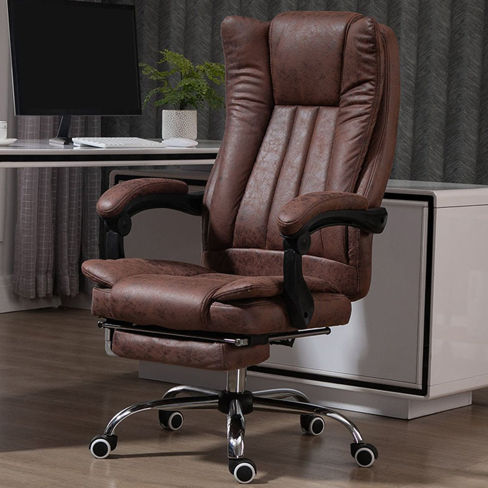Portland Brown Microfibre Swivel Office Desk Chair