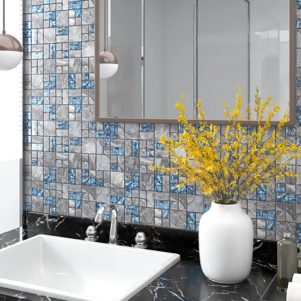 VidaXL Gualtier 30 x 30cm Glass Mosaic Tile in Blue/Grey blue,gray