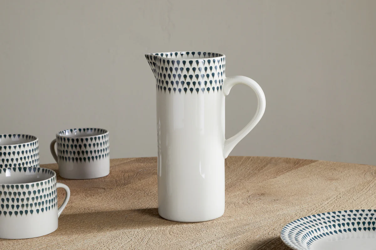 Nkuku Juniper Drop Jug | Serveware | Green | Large