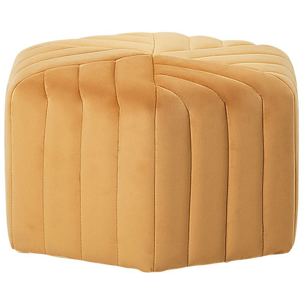 Beliani Pouffe Murietta Mustard Velvet 53 Cm 48 Cm