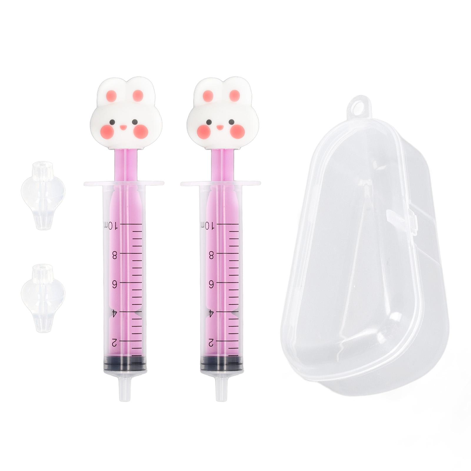 TOMTOP JMS 2pcs Baby Nasal Irrigator Cartoon Shaped Syringe Type Silicone Infant Nose Cleaner Rinsing Device Rose