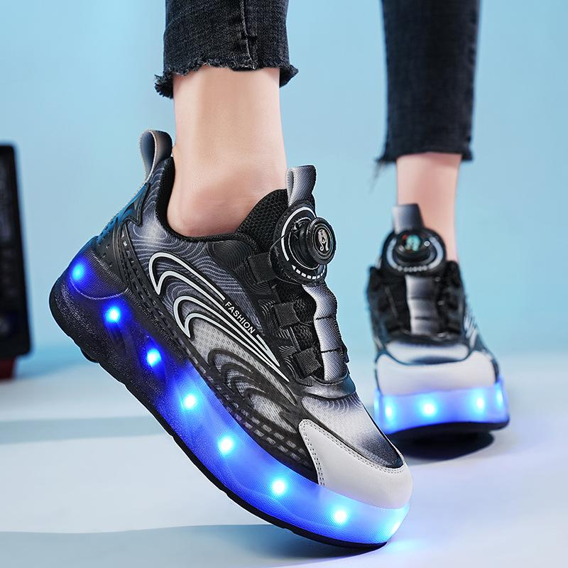 Angel Ting Glowing Shoes Runaway Shoes Children's Deformed Shoes Girls Skates Student Children's Rollers Invisible Adult Roller Skates 40