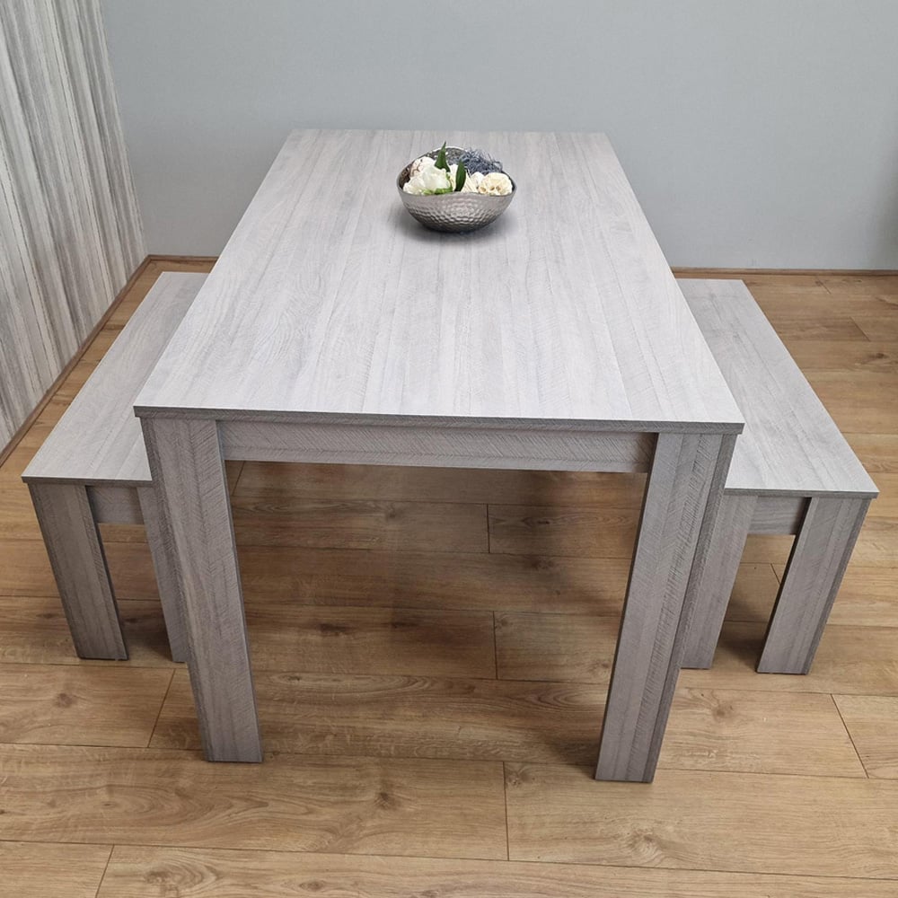 KOSY KOALA Dining Table And 2 Benches Grey 2 Wooden Benches Wood