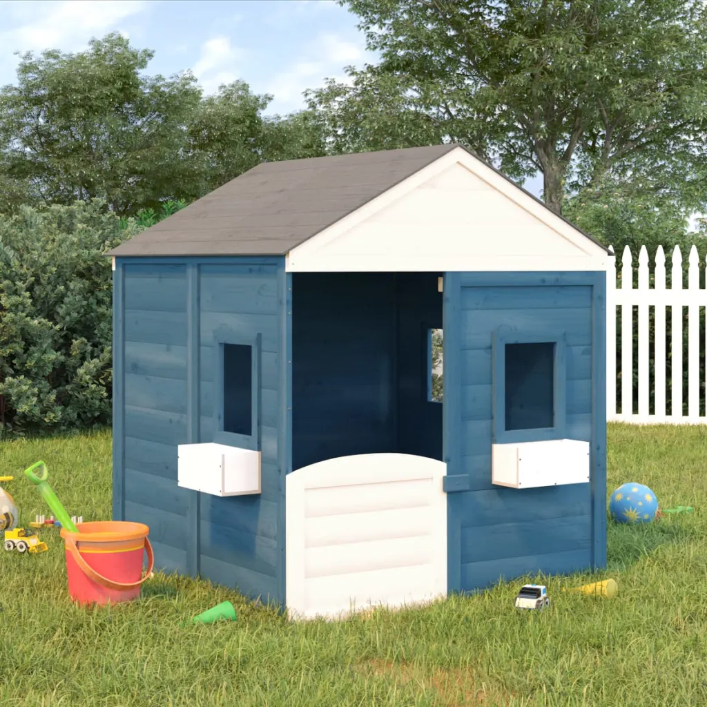 VidaXL Playhouse with Lockable Door and Flower Pots Solid Wood Fir Playhouse
