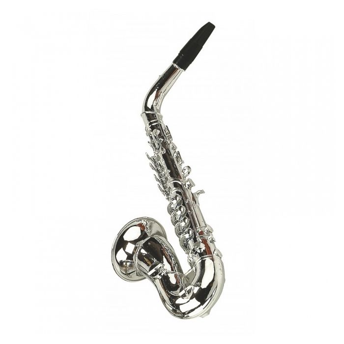 Bass Et Bass - 37cm Silver Metalized Plastic Saxophone with 8 Musical Keys