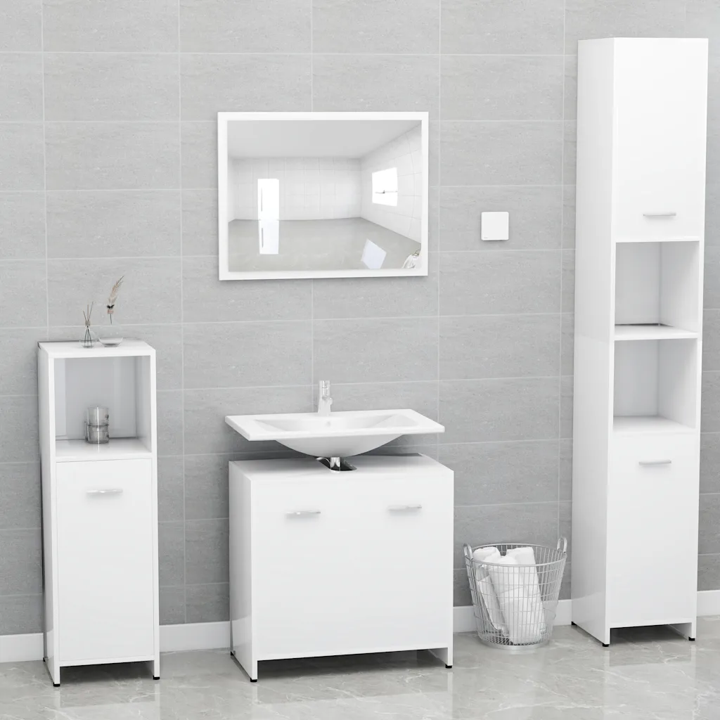 VidaXL Bathroom Furniture Set White Chipboard