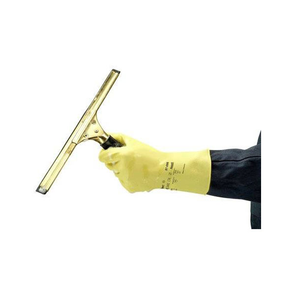 Ansell Chemical Resistant Gloves, Yellow Rubber, Size 8