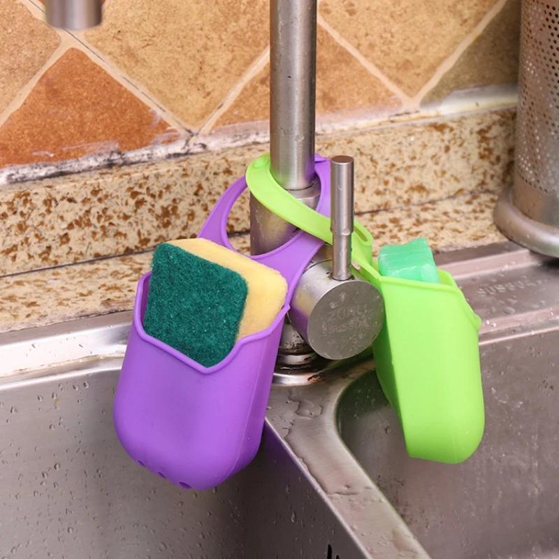 NATAWA Sink Drain Rack Kitchen Storage Basket Shelf Hang Sink Bag Sponge Holder Soap Dish Drainer Home Organizer Kitchen accessories