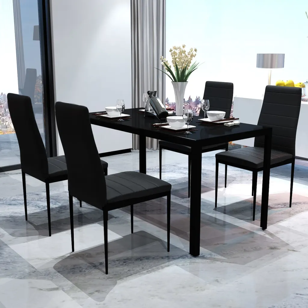 VidaXL Five Piece Dining Table Set Black