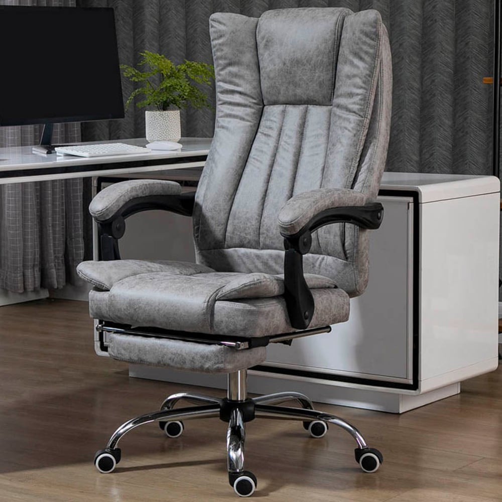 Portland Grey Microfibre Swivel Office Desk Chair