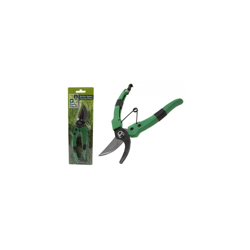 PMS International Gardening Bypass Pruning Shears Snips Clippers Scissors Garden Tool Green Diy - 7 strong carbon steel garden shears cutters secateurs plant pruning