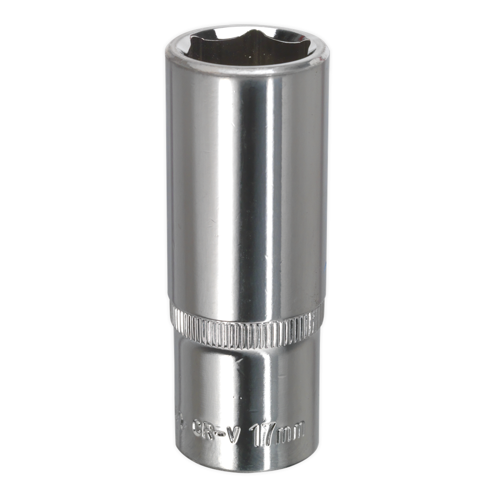 Sealey WallDrive Socket 17MM Deep 3/8" Sq. Drive Fully Polished