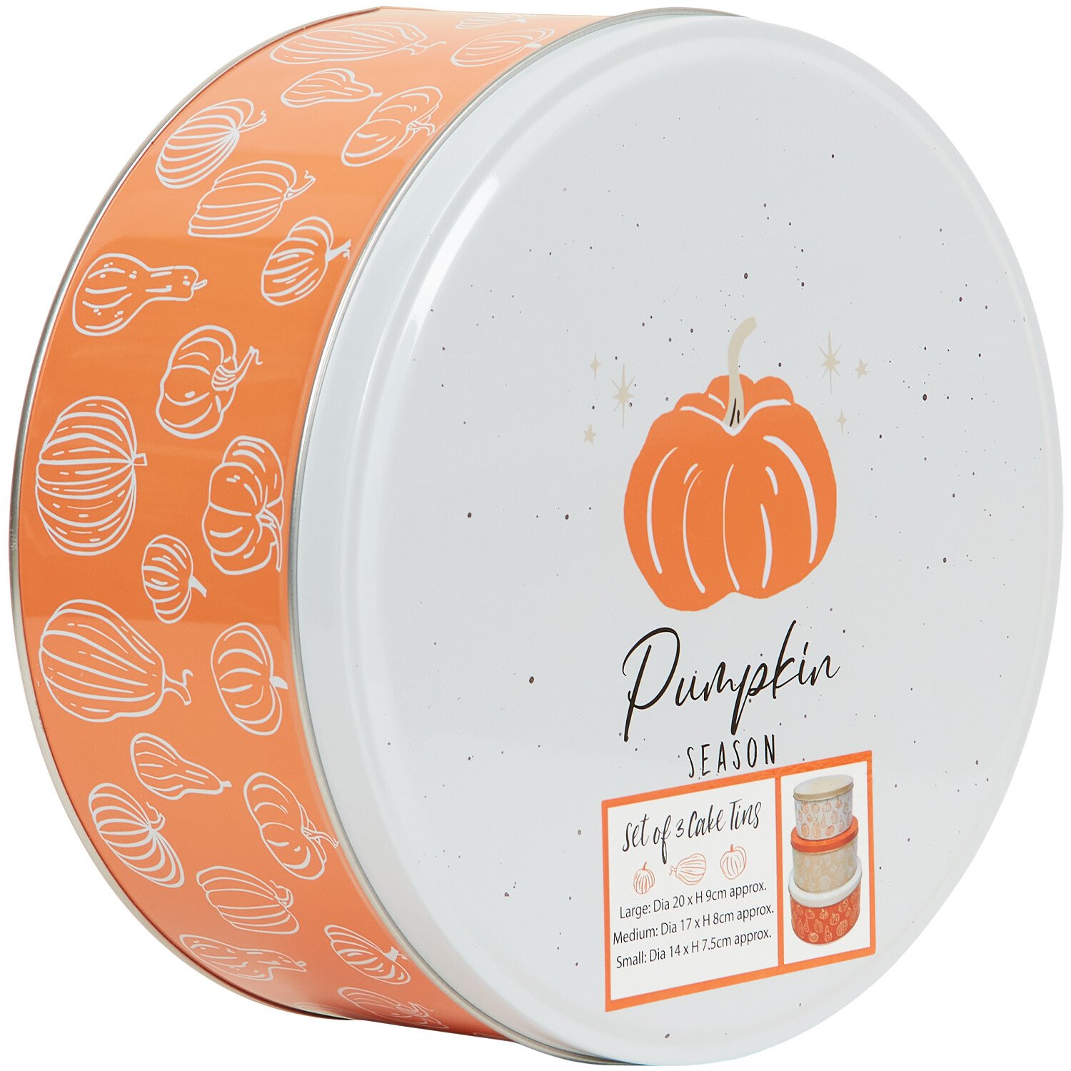 Set of 3 Round Cake Tins - White and Orange