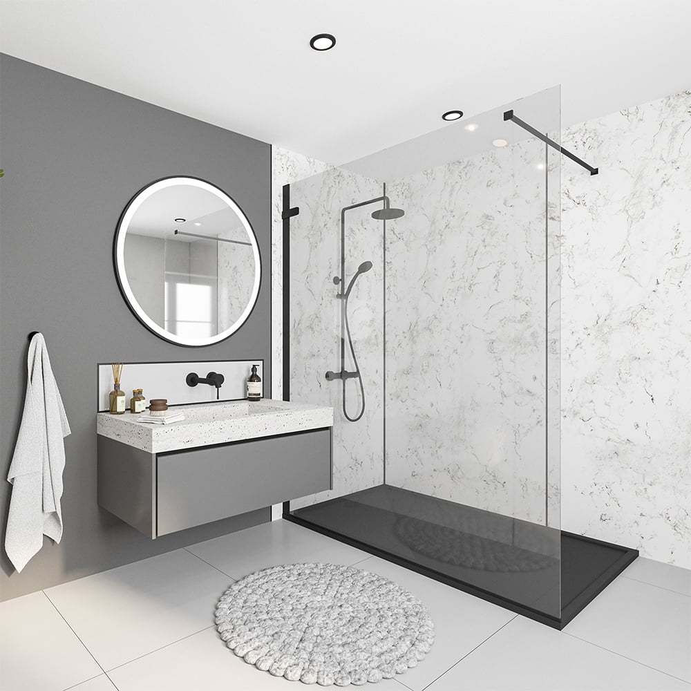 Wetwall Alloy Roman Marble Shower Wall Panel 2440 x 600mm