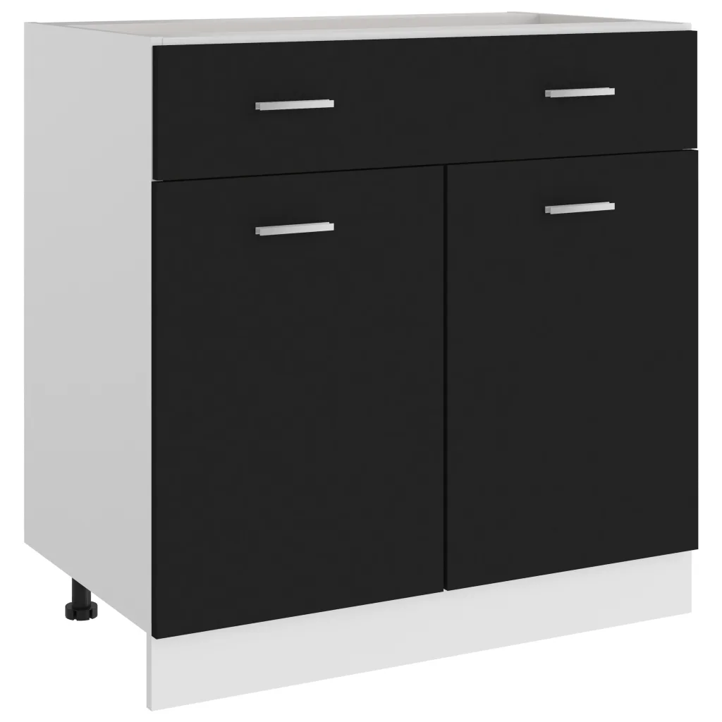 VidaXL Drawer Bottom Cabinet Black 80x46x81.5 cm Chipboard