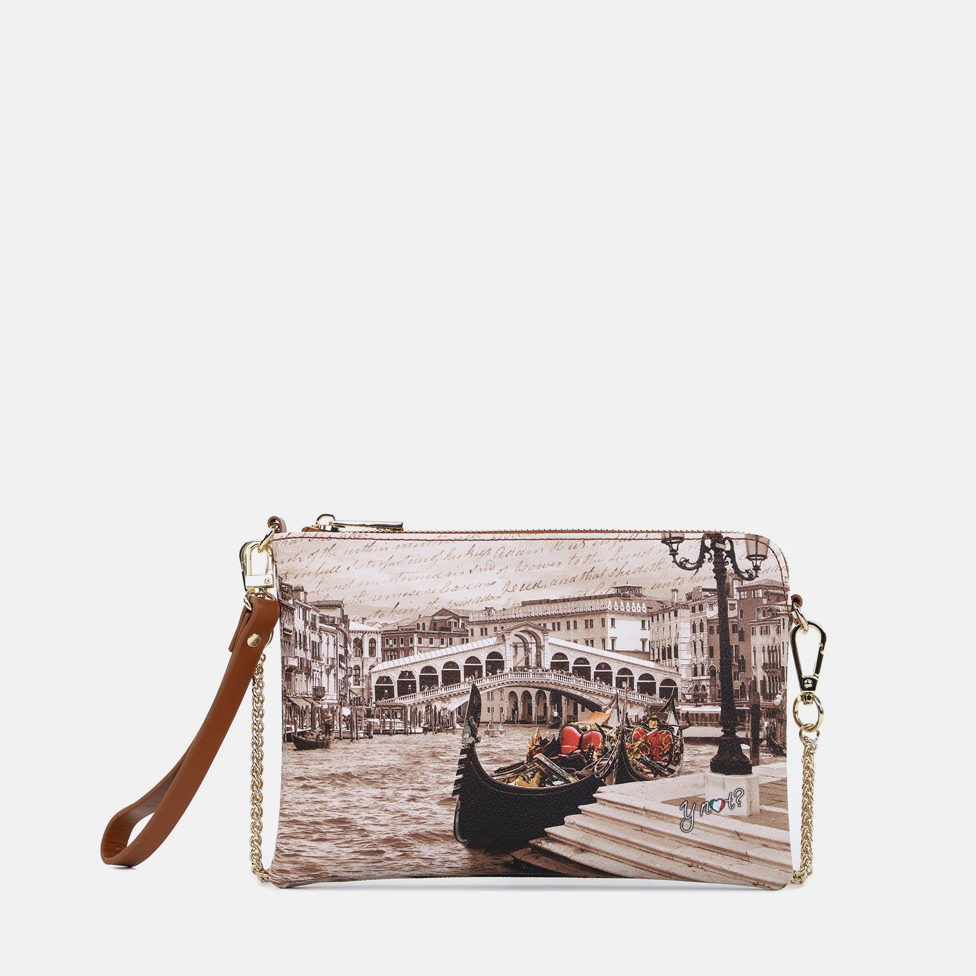 Ynot Ynot? Clutch Yes Bag Stampa Città Venice Postcard Borsa Clutch Da Donna