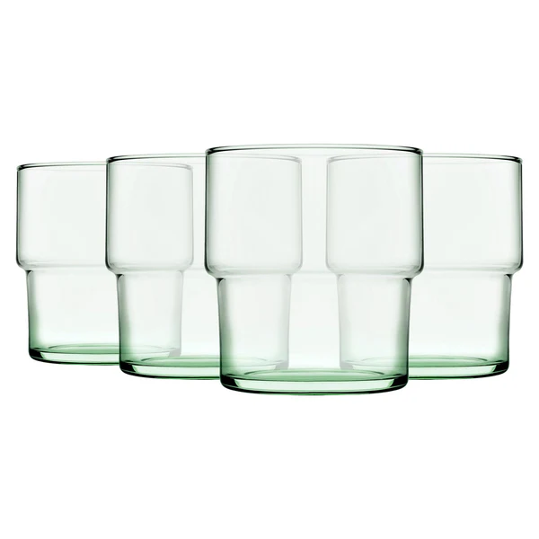 Pasabahce Aware Hill Recycled Glass Stacking Tumblers - 300Ml - Green - Pack Of 4