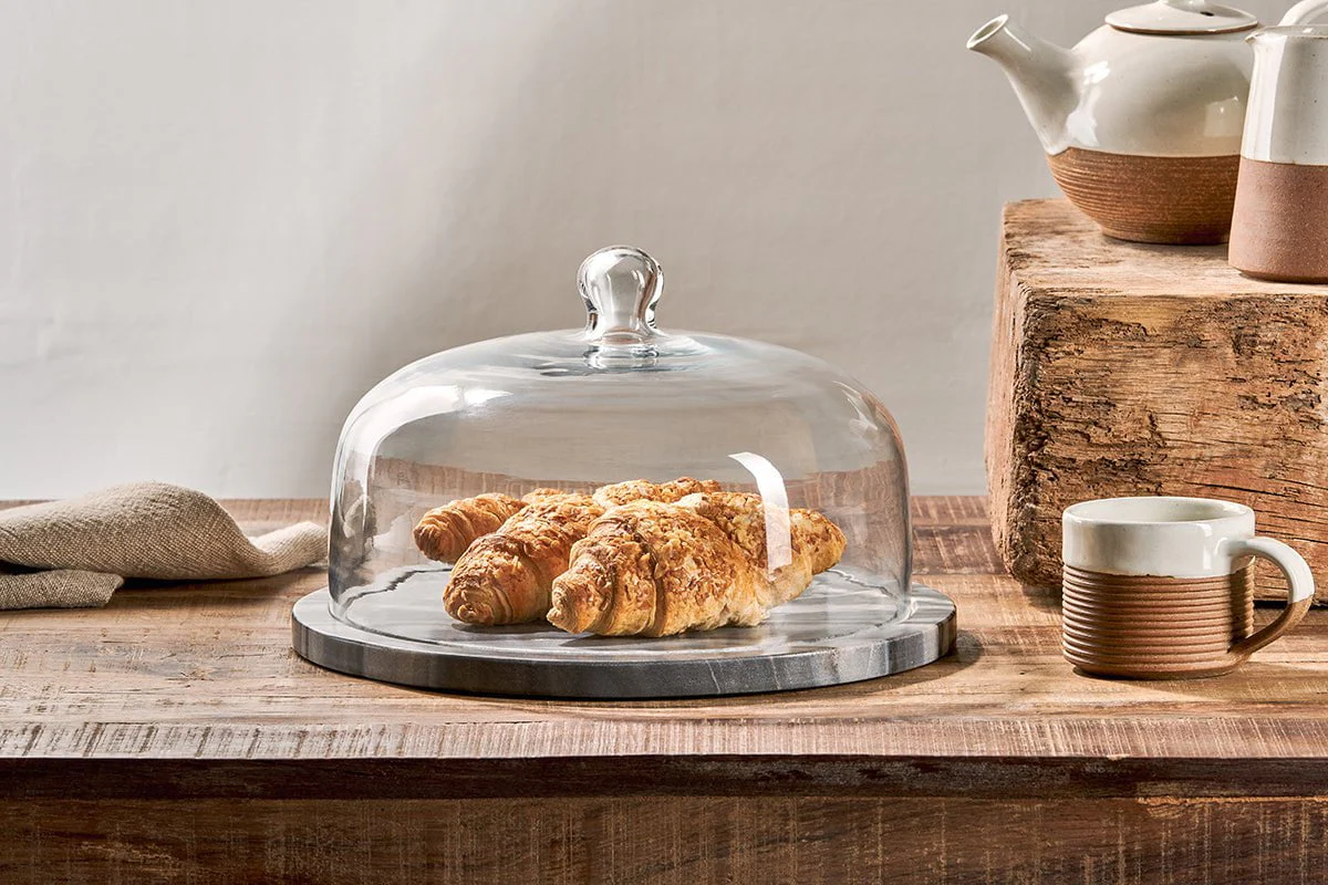 Nkuku Kallso Marble Cake Dome | Serveware | Grey