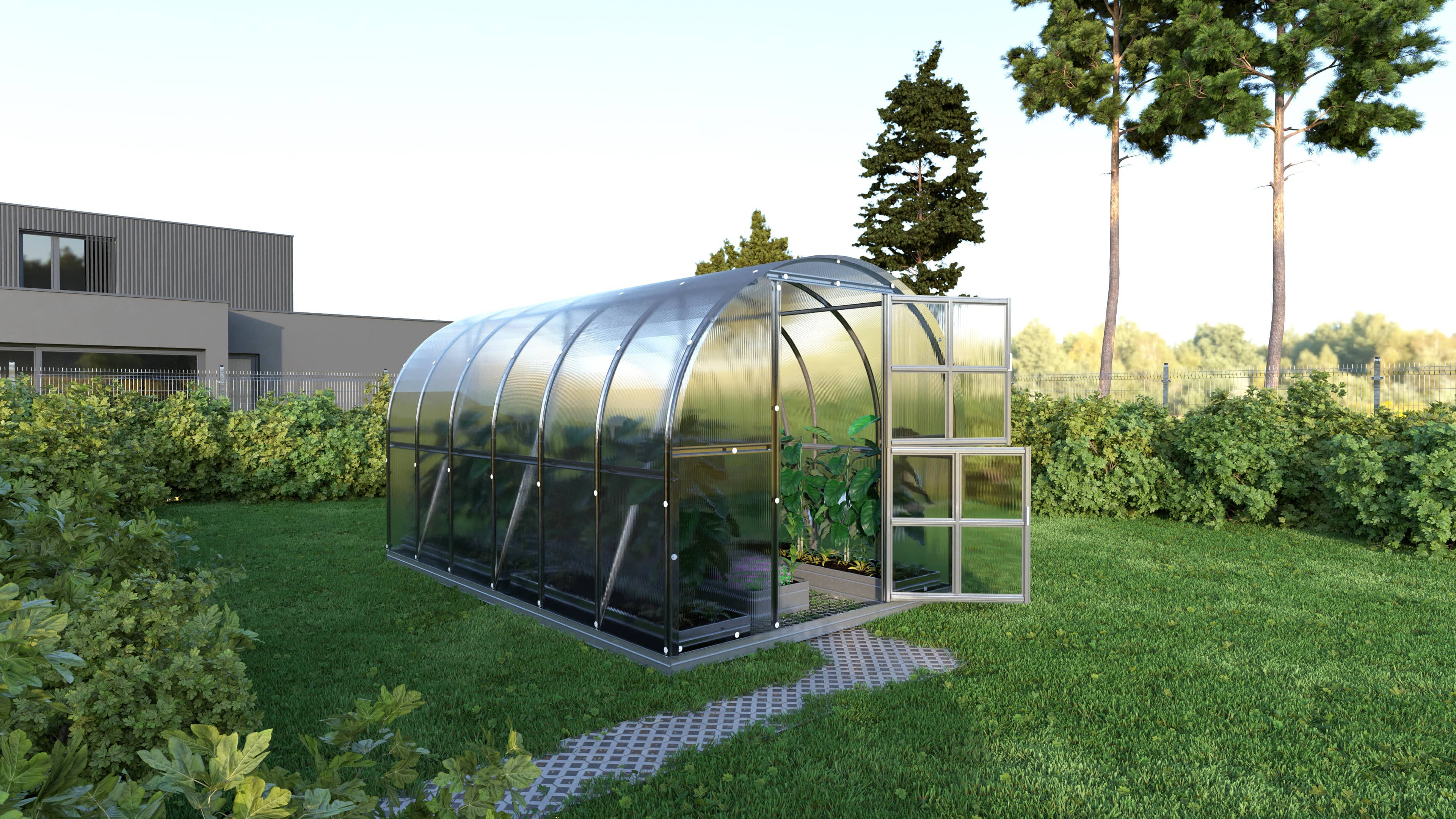 KLASIKA Green Houses Klasika Greenhouses Certified Greenhouse Klasika Arch 12M2, 3M X 4M, 4 mm Polycarbonate Cover