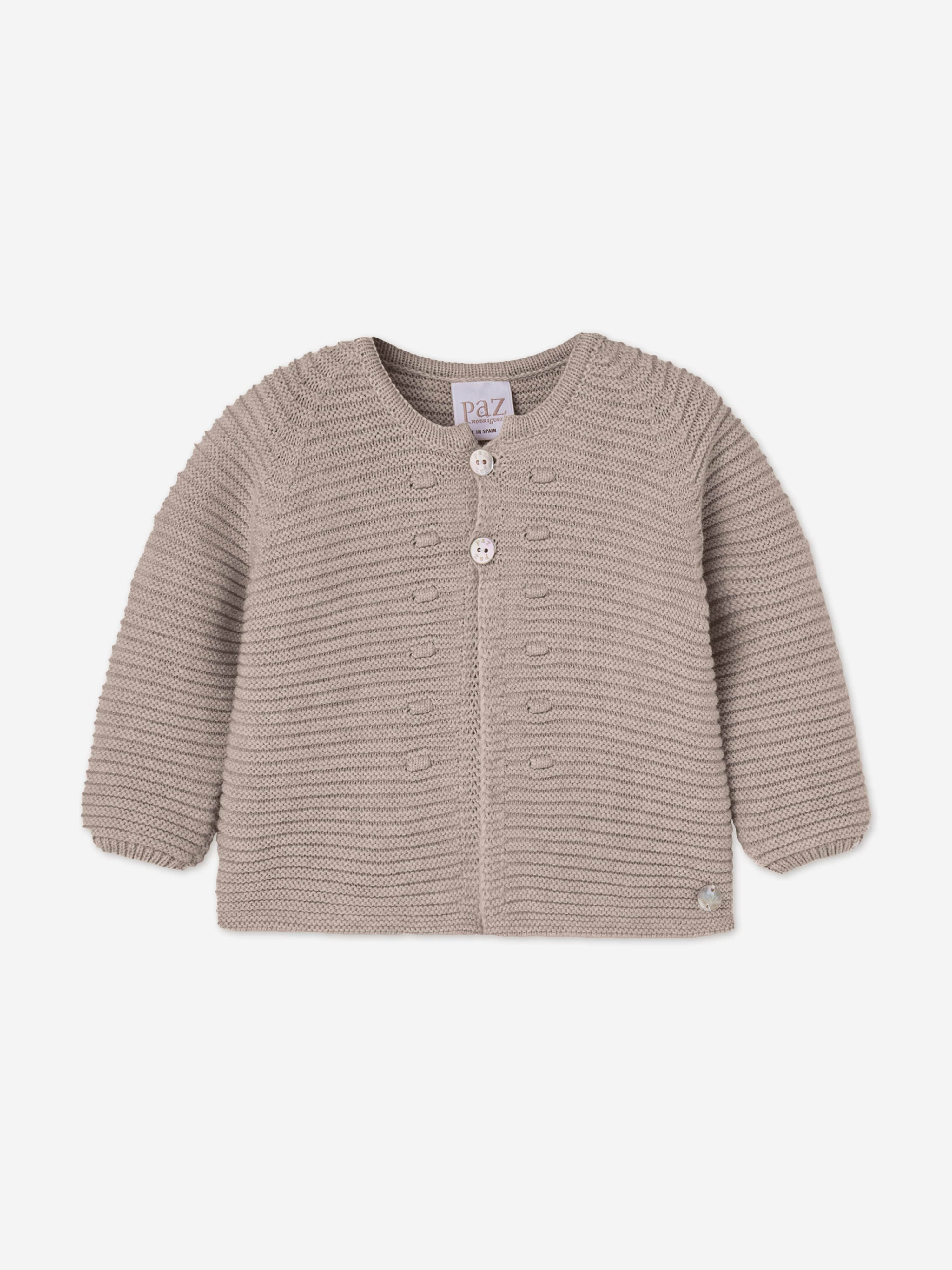 PAZ Rodriguez Baby Knitted Cardigan in Beige 12 Months By Childsplay Clothing