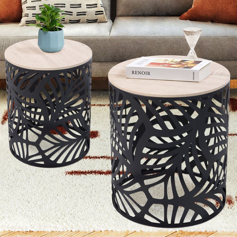 Set of 2 Leaf Tables - Black