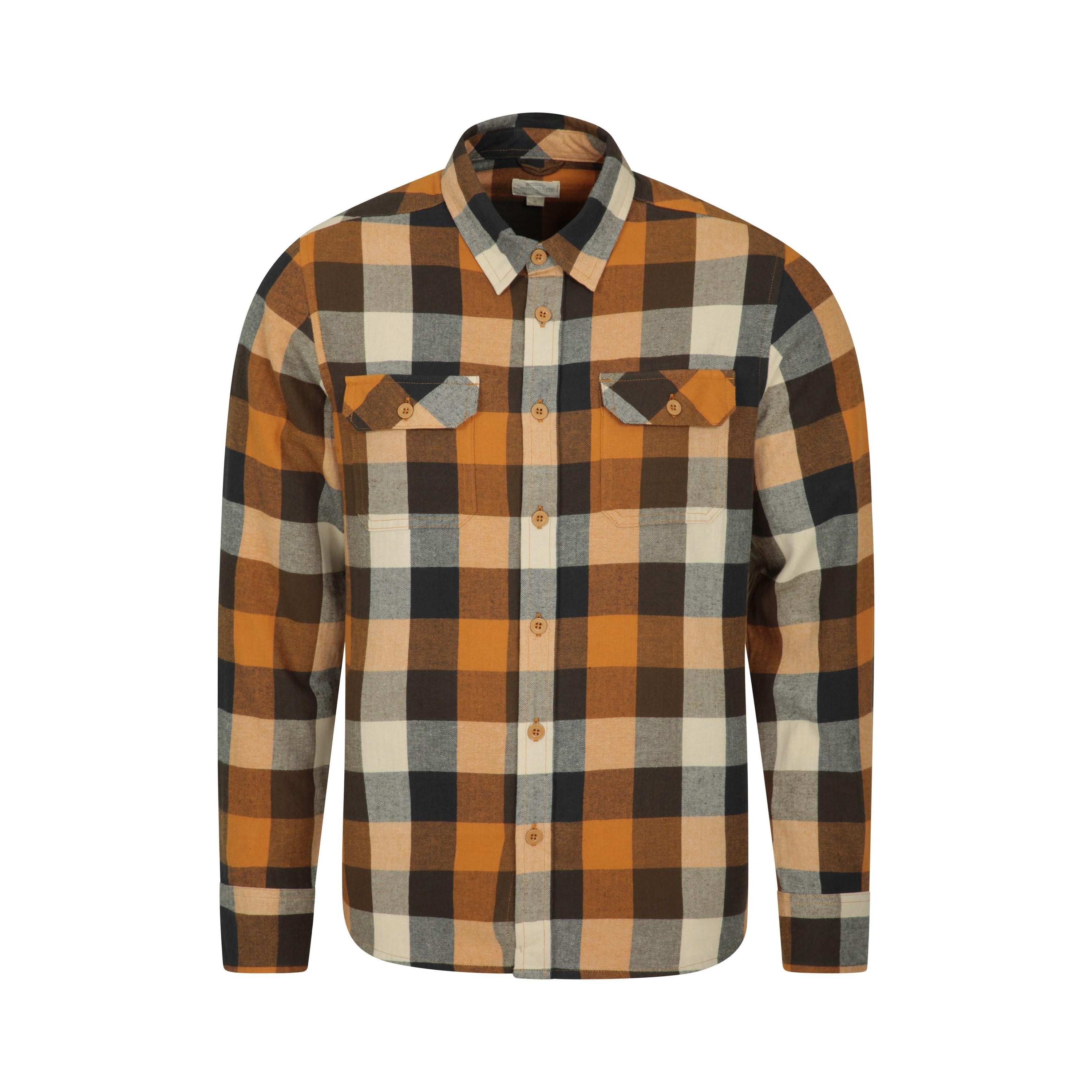 Mountain Warehouse Mens Trace Flannel Long-Sleeved Shirt - Rust - XL - Rust