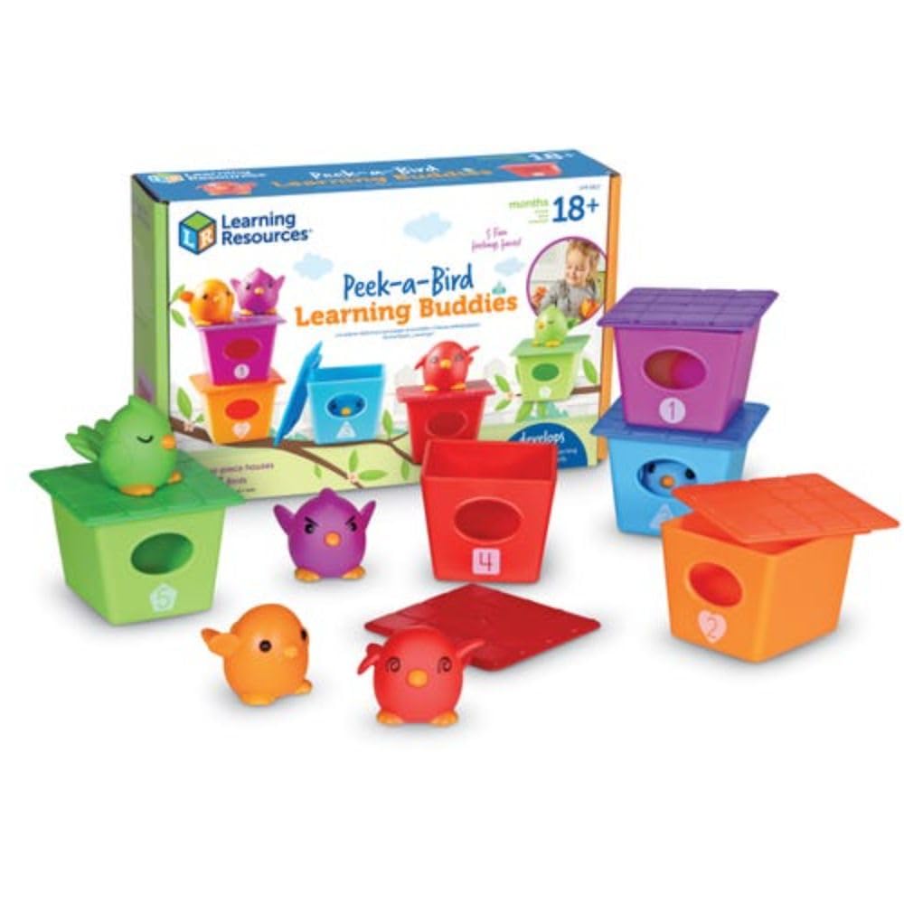 Learning Resources Peek-a-Bird Learning Buddies, Toddler Activities, Educational Toys, Educational Toy Set, Colour Teaching Toys, 15 Pieces, Age 18 Months+