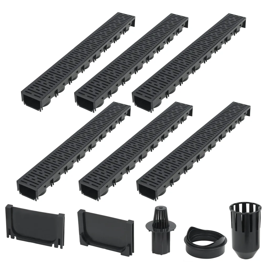VidaXL Drainage Channels 6 pcs Plastic 6 m