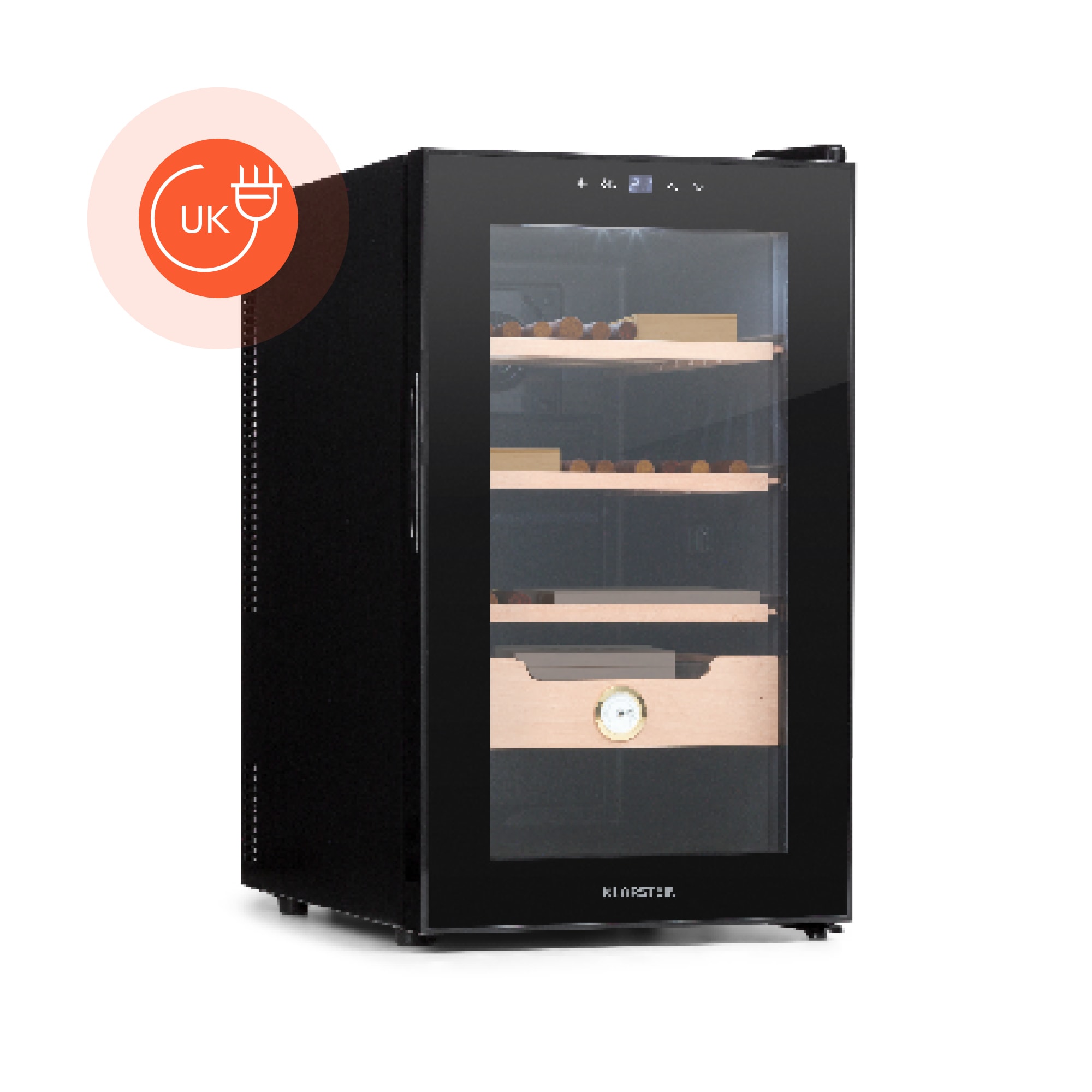 Klarstein El Presidente 48 Cigar Humidor 48L 3 Drawers 1 Compartment Cedarwood