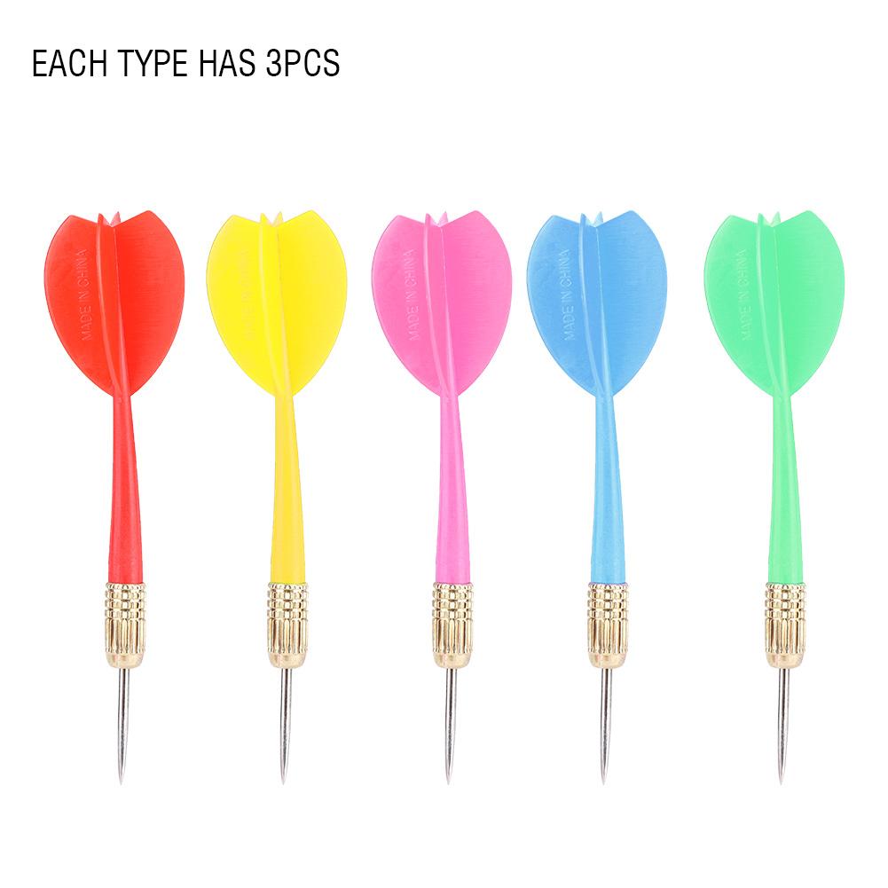 Wosawe Outdoor Sports 15Pcs Set Needle Tip Darts Barrel Colourful Darts Dart Red Yellow+Green Purple Blue