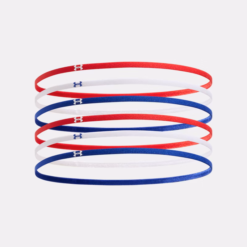 Under Armour Women's  Mini Elastic 6-Pack Headbands Red / White OSFM