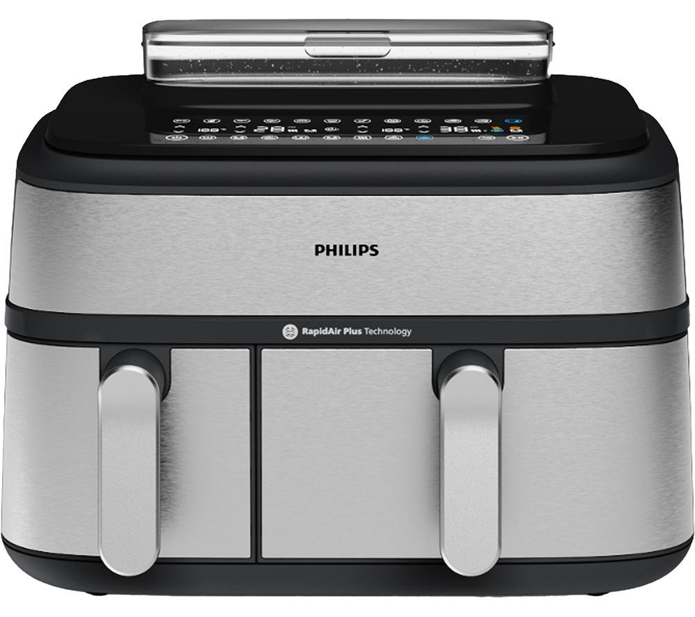 Philips 5000 Series 9l Na555/09 Dual Basket Steam Air Fryer  Silver, Silver/grey
