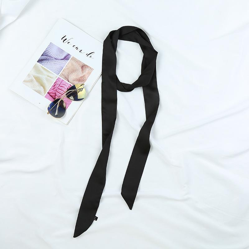 Mango Event New Solid Color Slender Narrow Long Scarf Tied Bag Handle Scarves Small Satin Ribbon Decorative Bag Skinny Scarves