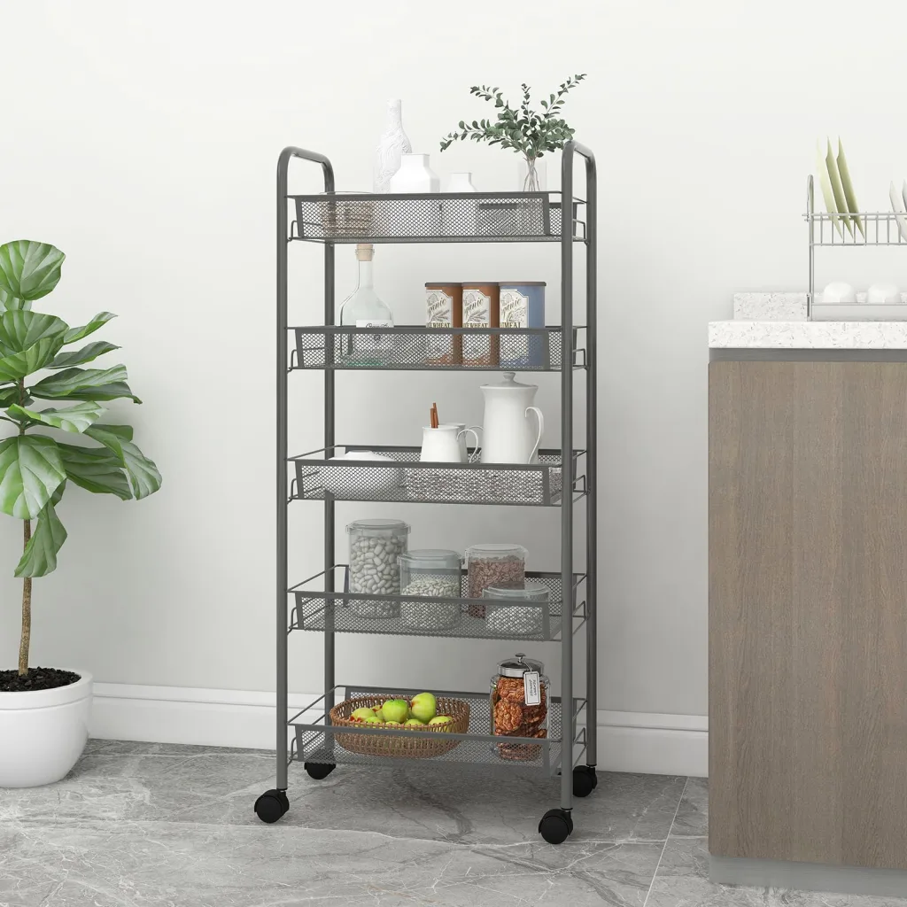 VidaXL 5-Tier Kitchen Trolley Grey 46x26x105 cm Iron