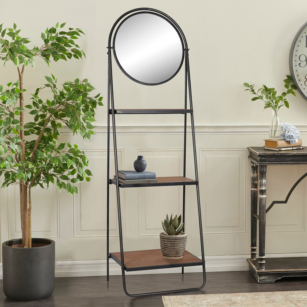 Huxton Mirrored Shelving Unit - Black