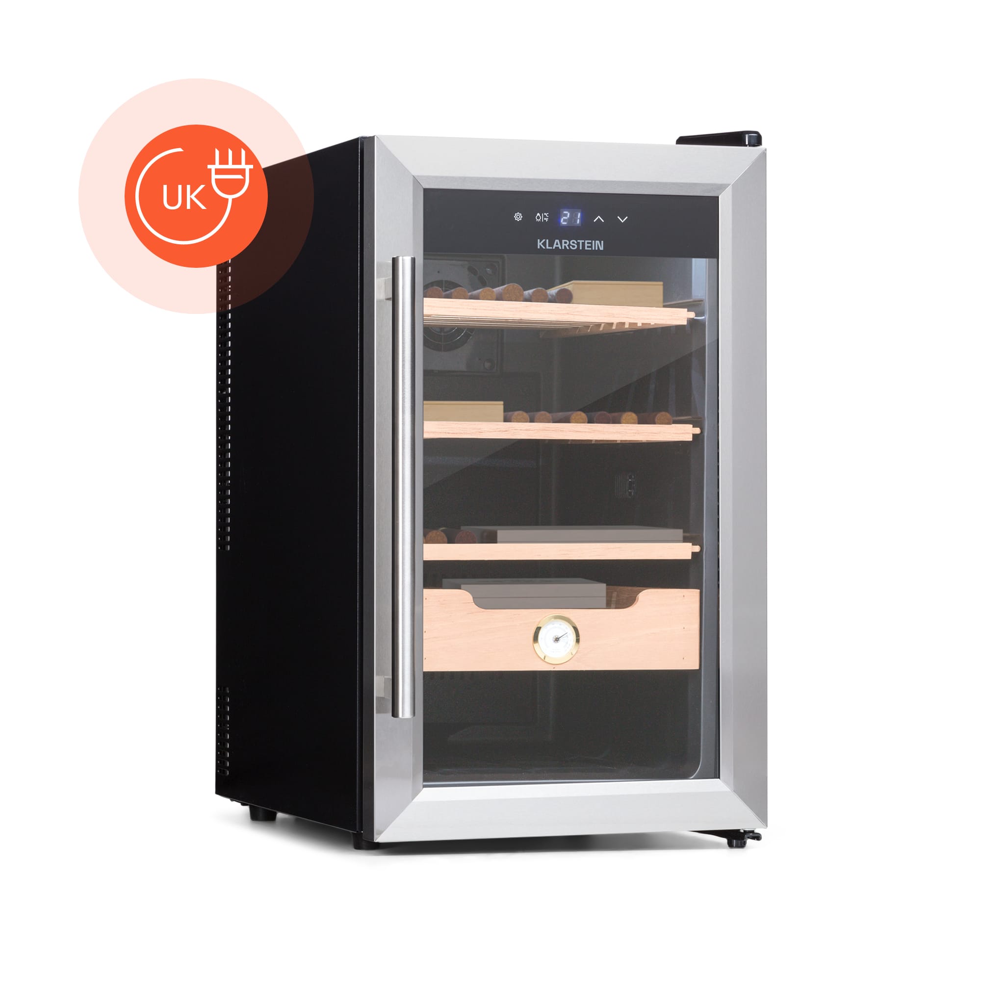 Klarstein El Presidente 48 Cigar Humidor 48L 3 Drawers 1 Compartment Cedarwood