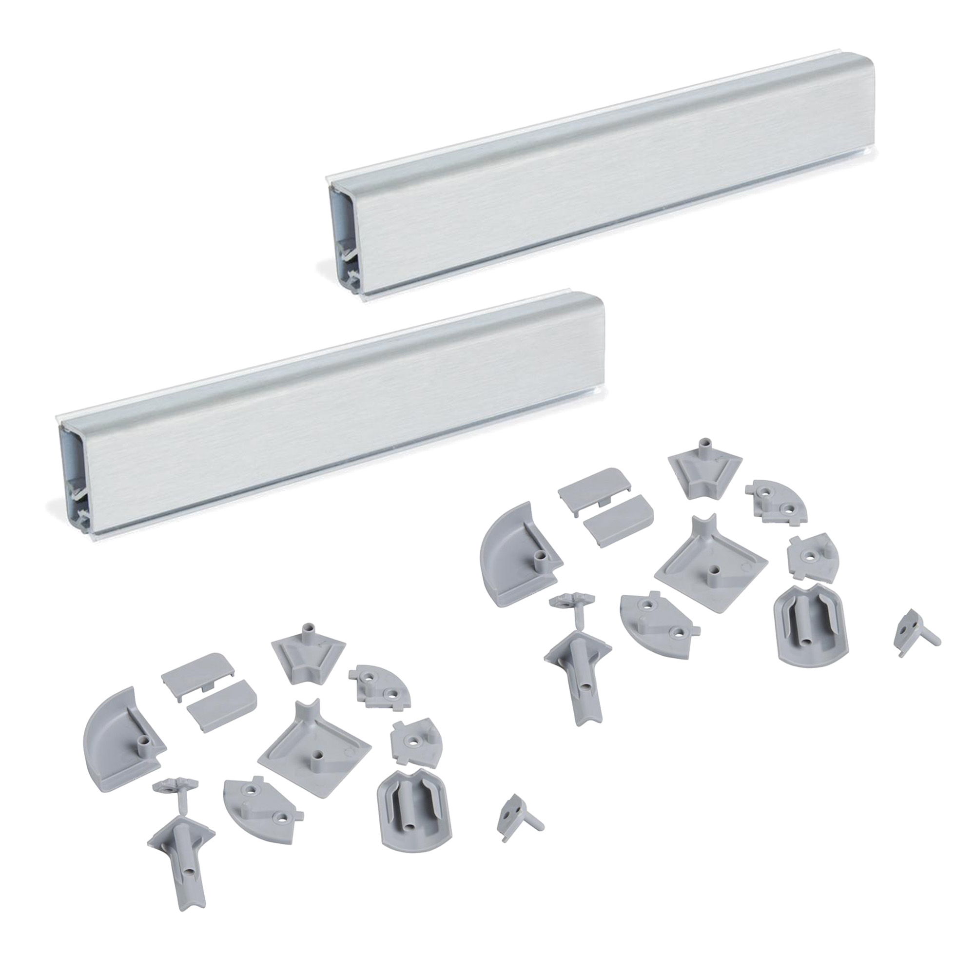 Nessuno Alzatina rettangolare per cucina, con accessori per installazione, 4,7 m, plastica, anodizzato satinato.