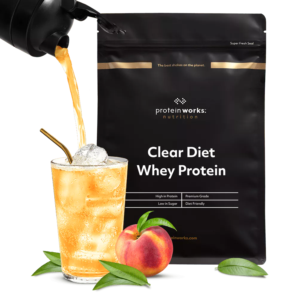 Protein Works Clear Diet Whey Isolate - 40 Shakes - Peach Iced Tea - 1kg - Low Calorie Clear Whey - Protein Works - 20g Protein Per Serving - Juice Whey Protein