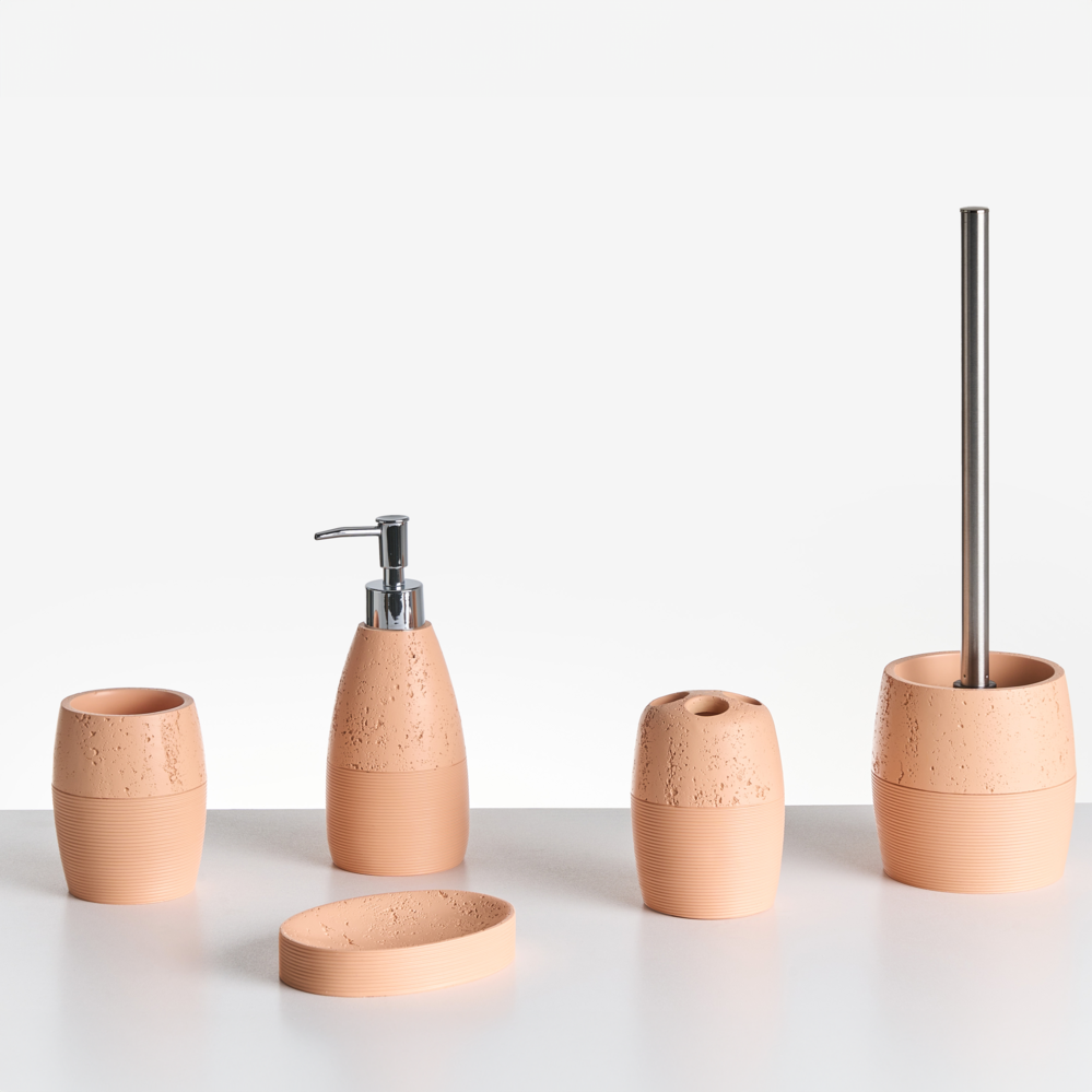 Beliani 5-piece Bathroom Accessories Set Yarapa Orange, Orange