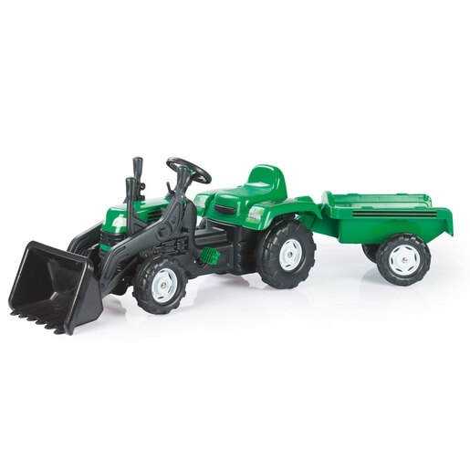 . Ride-on Large Pedal Tractor with Trailer & Excavator - Green