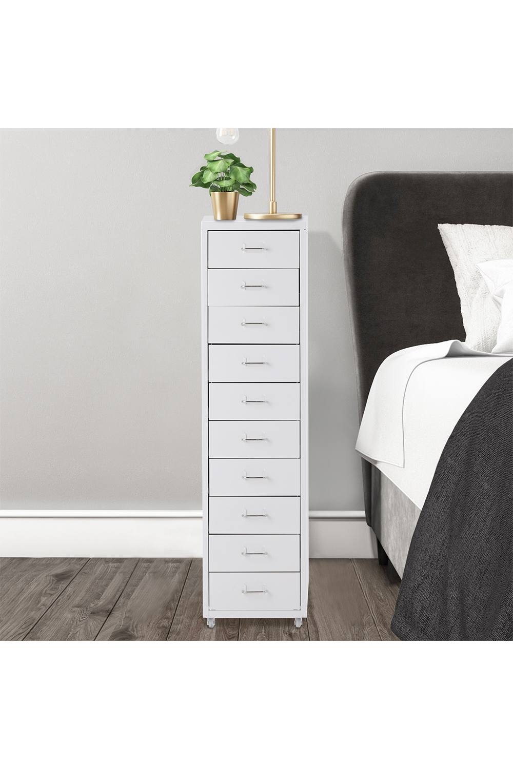 Living And Home Mobile Filing Cabinet Office Metal Unit 10 Drawers