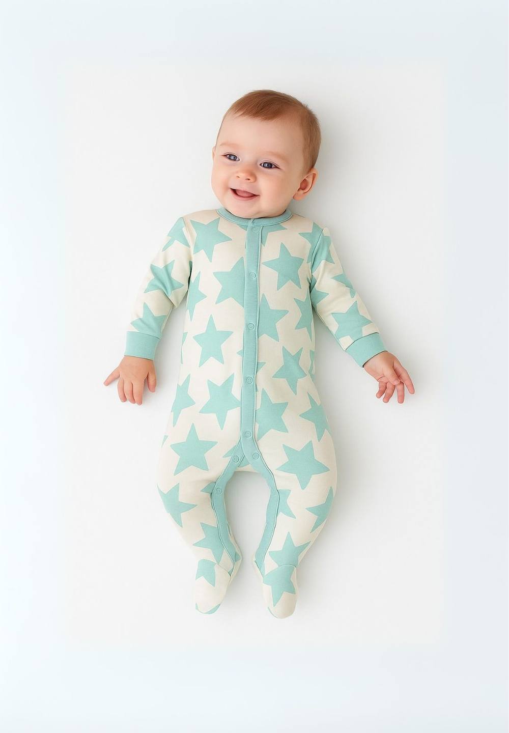 Minoti 2-Pack Baby Sleepsuits With Full-Length Snap Closures In Mint