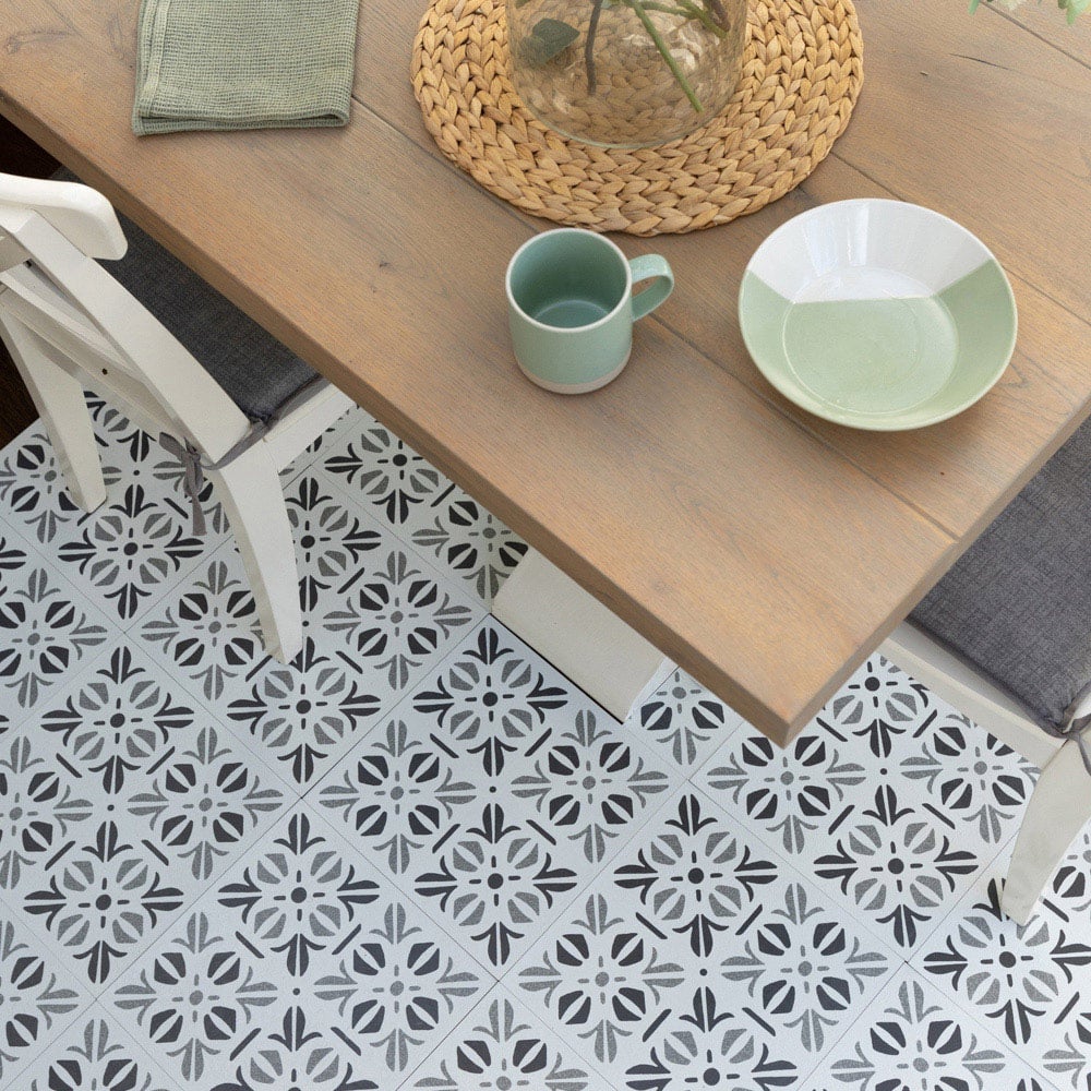 D-C-Fix Oriental Tiles Green Self Adhesive Vinyl Floor Tiles Pack Of 11 (1Sqm)