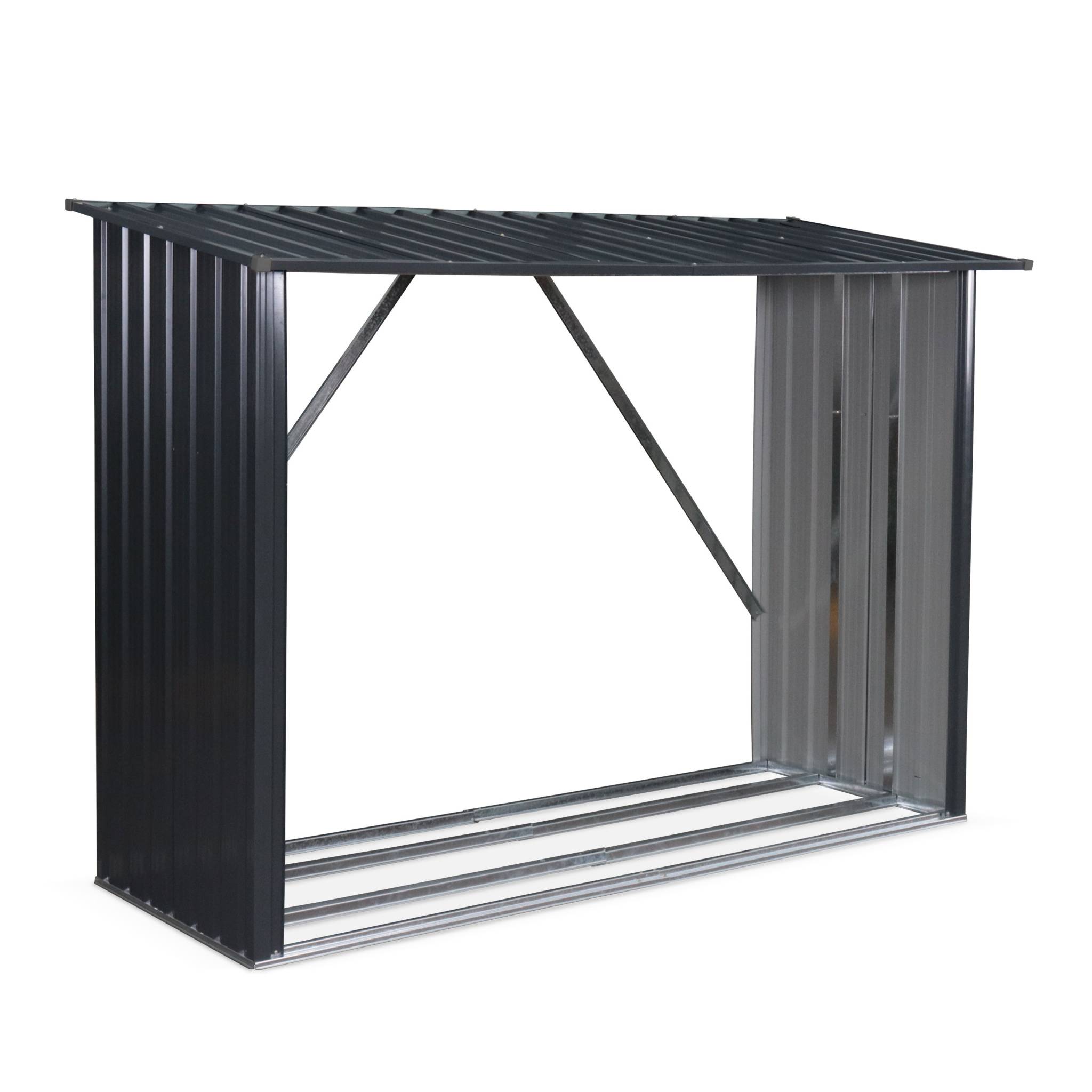 ALICE&#39;S GARDEN . 80X215X155Cm Firewood Storage Shed In Galvanised Steel Epicea Anthracite 80X215X155 Cm