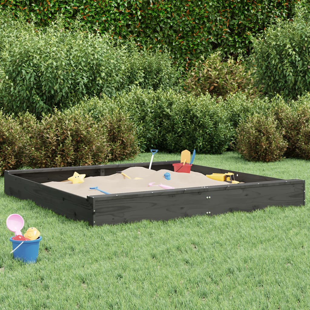 VidaXL (grey pine, 160 x 160 x 20 cm) vidaXL Sandbox with Seats Kids Toy Outdoor Sandpit Square Solid Wood Pine