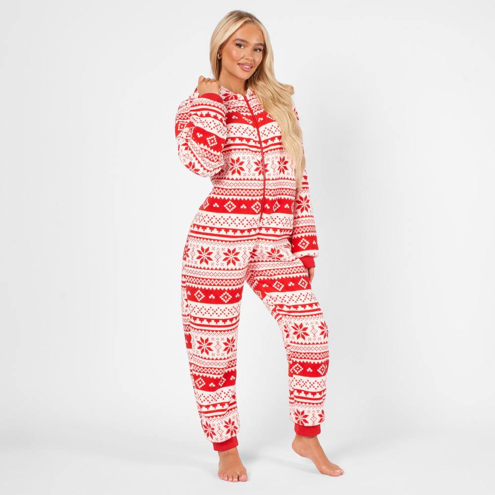 OHS Nordic Onesie Christmas Hooded Loungewear Soft Pyjamas