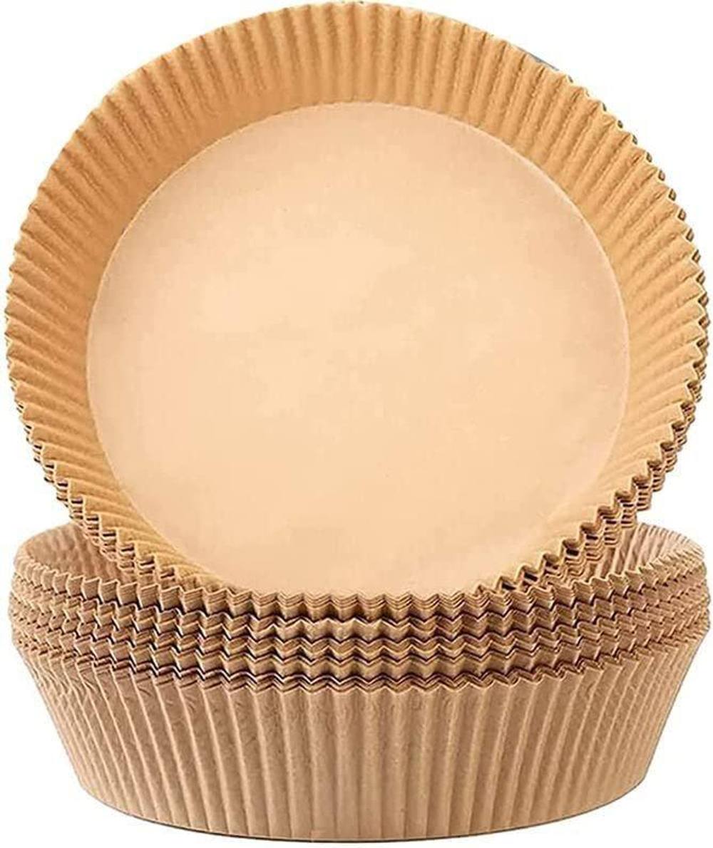 Schallen Pack of 50 16cm Round Air Fryer Parchment Paper Disposable Baking Paper Liner Trays