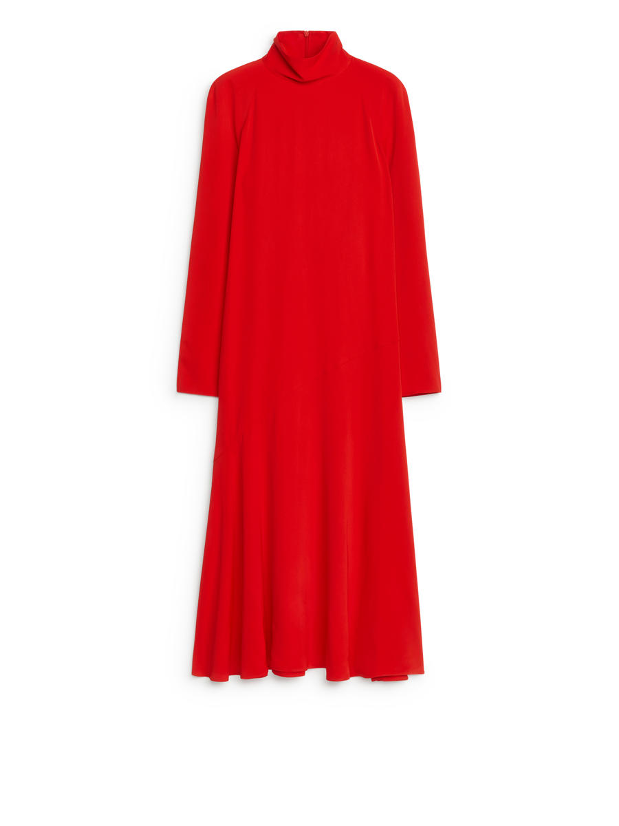 ARKET Roll-neck Maxi Dress -red, 38