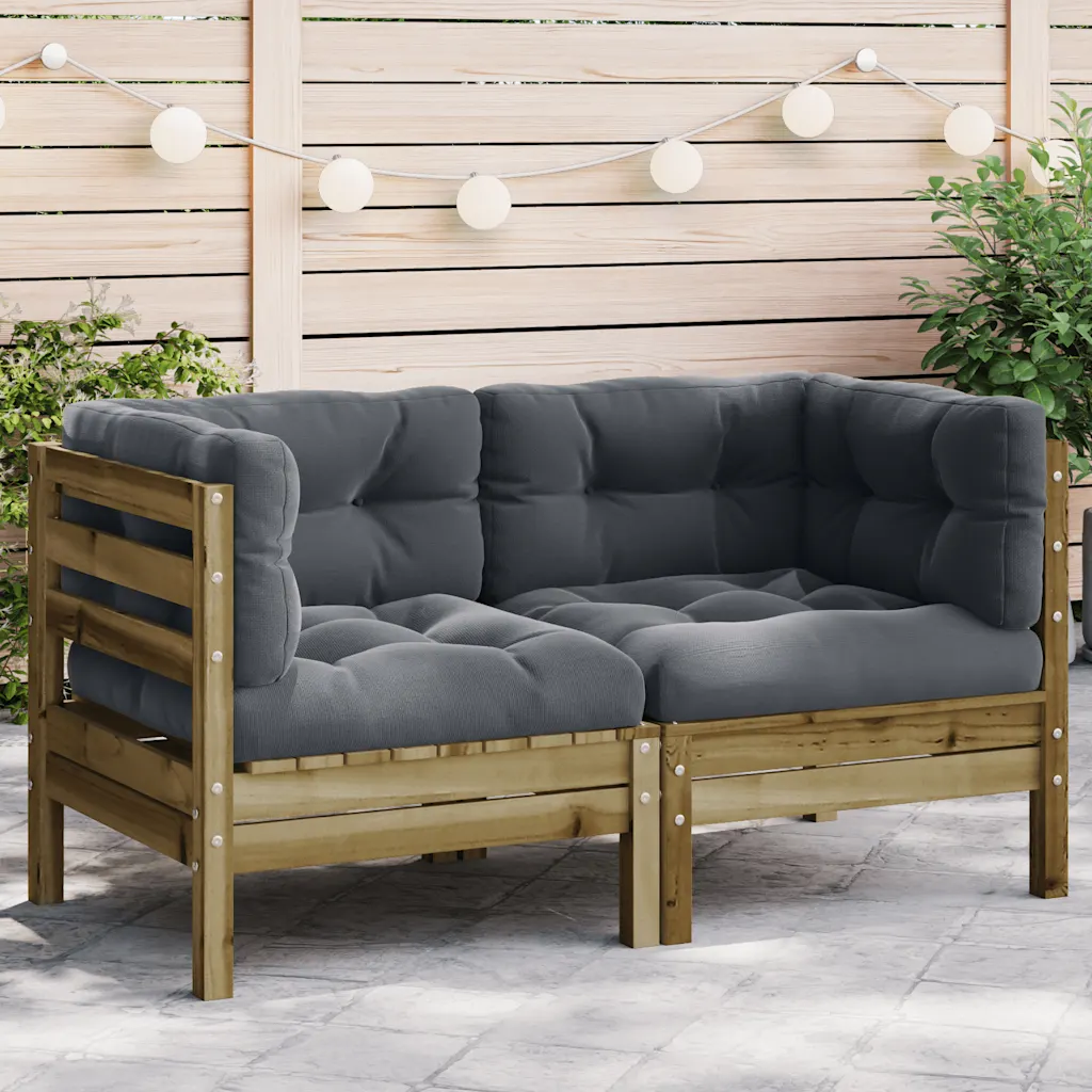 VidaXL (natural impregnated, corner sofa (2 pcs)) vidaXL Garden Sofa with Cushions and Footstool Outdoor Sofa Solid Wood Pine