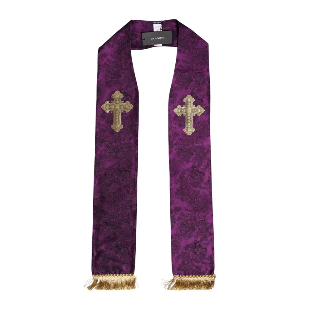 DOLCE & GABBANA Floral Cross Stole- Purple Scarves